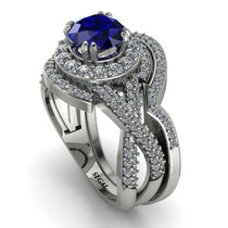 Unique Sapphire Halo Bridal Set - Jessica No. 15 image 1