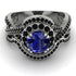 Unique Sapphire Halo Bridal Set - Jessica No. 45