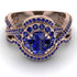 Unique Sapphire Halo Bridal Set - Jessica No. 74