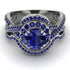 Unique Sapphire Halo Bridal Set - Jessica No. 75
