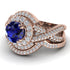 Unique Sapphire Halo Bridal Set - Jessica No. 14