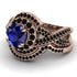 Unique Sapphire Halo Bridal Set - Jessica No. 44