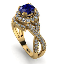 Unique Sapphire Halo Engagement Ring - Jessica No. 13 image 1