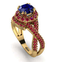 Unique Sapphire Halo Engagement Ring - Jessica No. 58 image 1