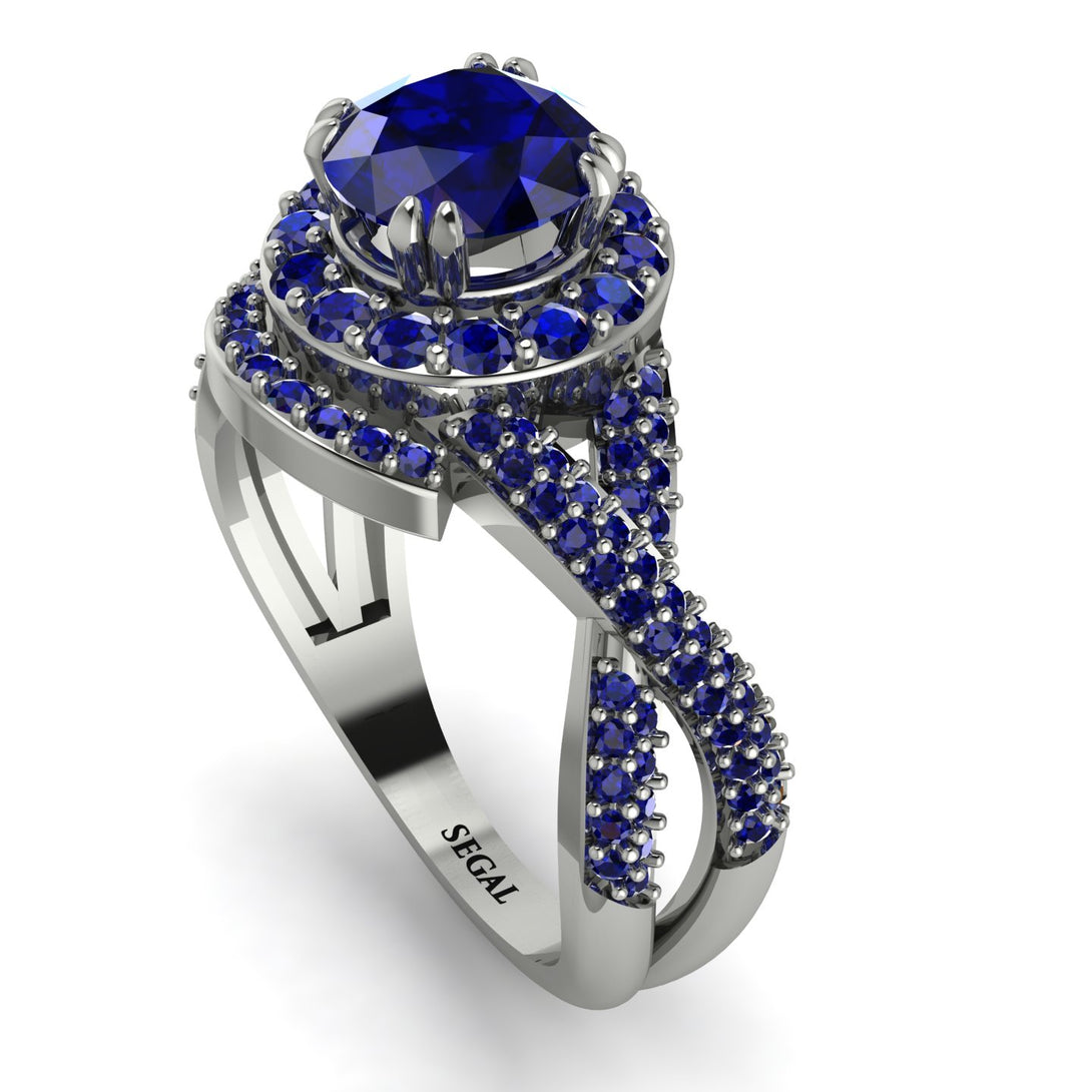 Unique Sapphire Halo Engagement Ring - Jessica No. 75