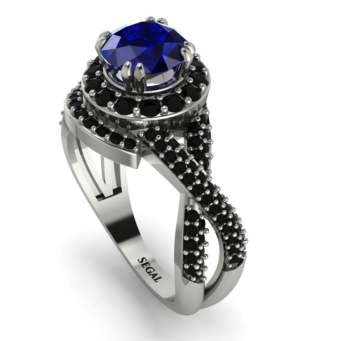 Unique Sapphire Halo Engagement Ring - Jessica No. 45