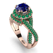 Unique Sapphire Halo Engagement Ring - Jessica No. 29 image 1