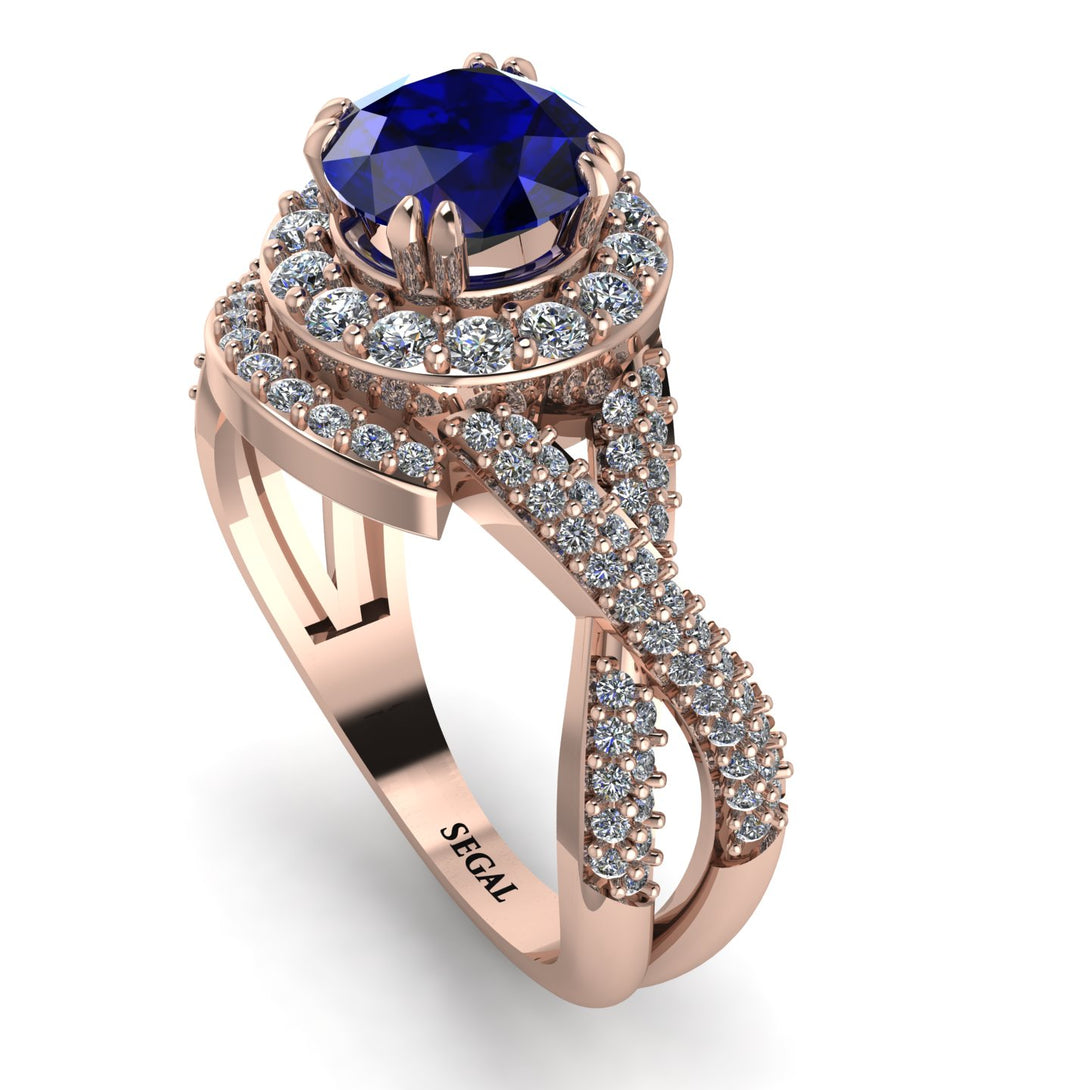 Unique Sapphire Halo Engagement Ring - Jessica No. 14