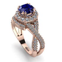 Unique Sapphire Halo Engagement Ring - Jessica No. 14 image 1