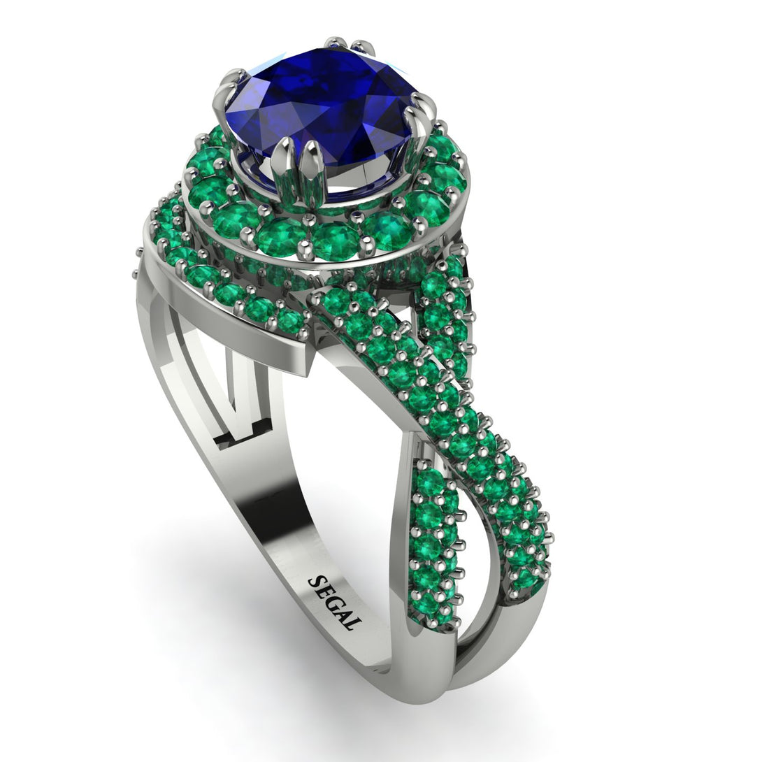 Unique Sapphire Halo Engagement Ring - Jessica No. 30