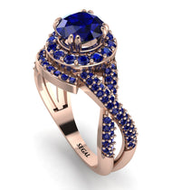 Unique Sapphire Halo Engagement Ring - Jessica No. 74 image 1