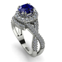 Unique Sapphire Halo Engagement Ring - Jessica No. 15 image 1