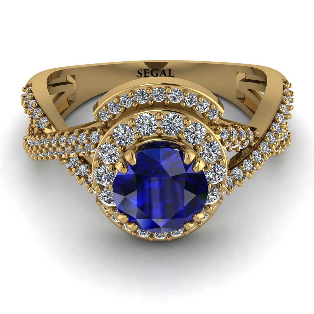 Unique Sapphire Halo Engagement Ring - Jessica No. 13