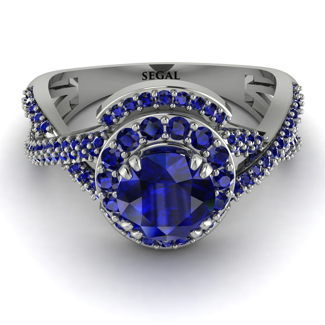 Unique Sapphire Halo Engagement Ring - Jessica No. 75