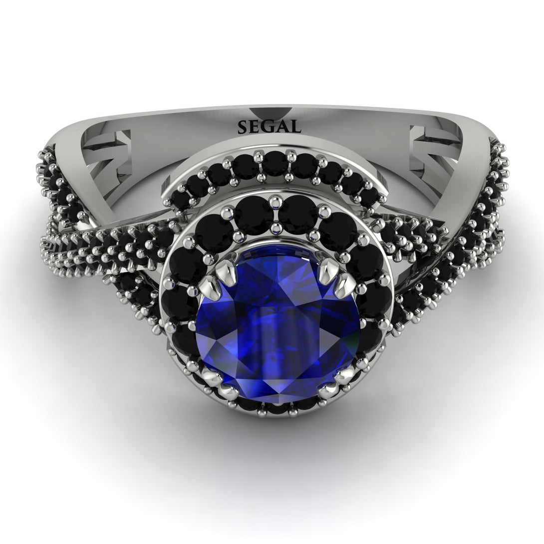 Unique Sapphire Halo Engagement Ring - Jessica No. 45