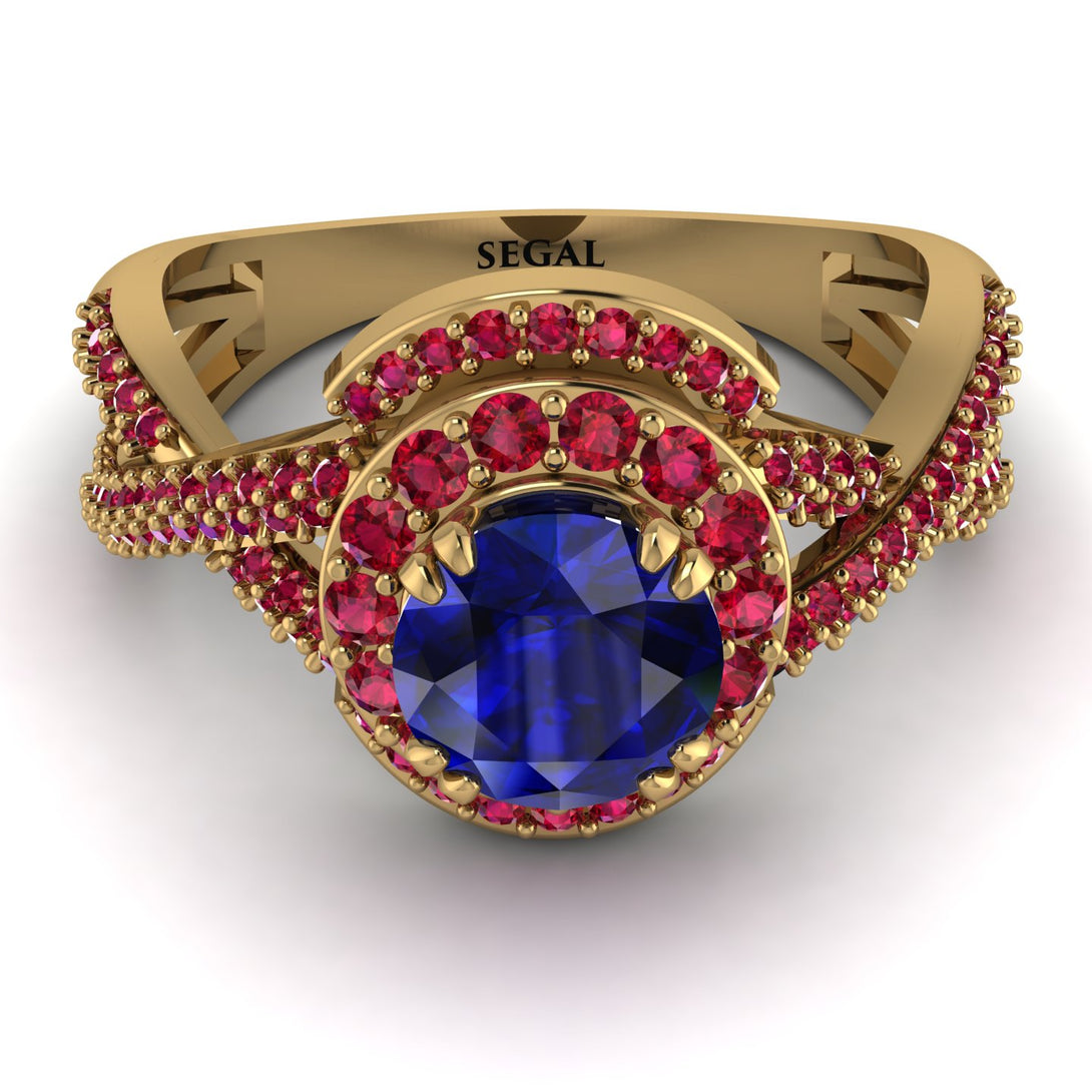 Unique Sapphire Halo Engagement Ring - Jessica No. 58