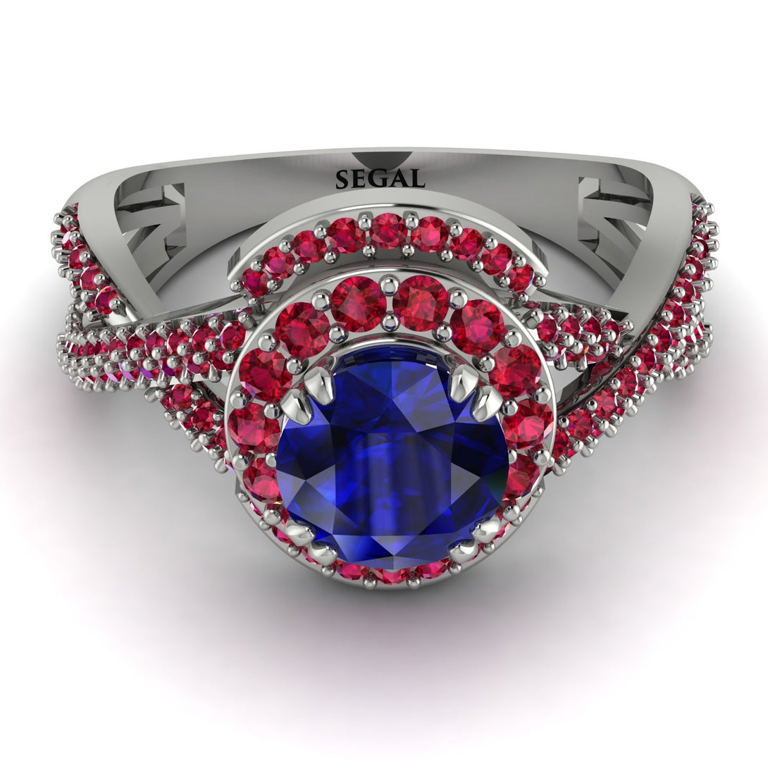 Unique Sapphire Halo Engagement Ring - Jessica No. 60