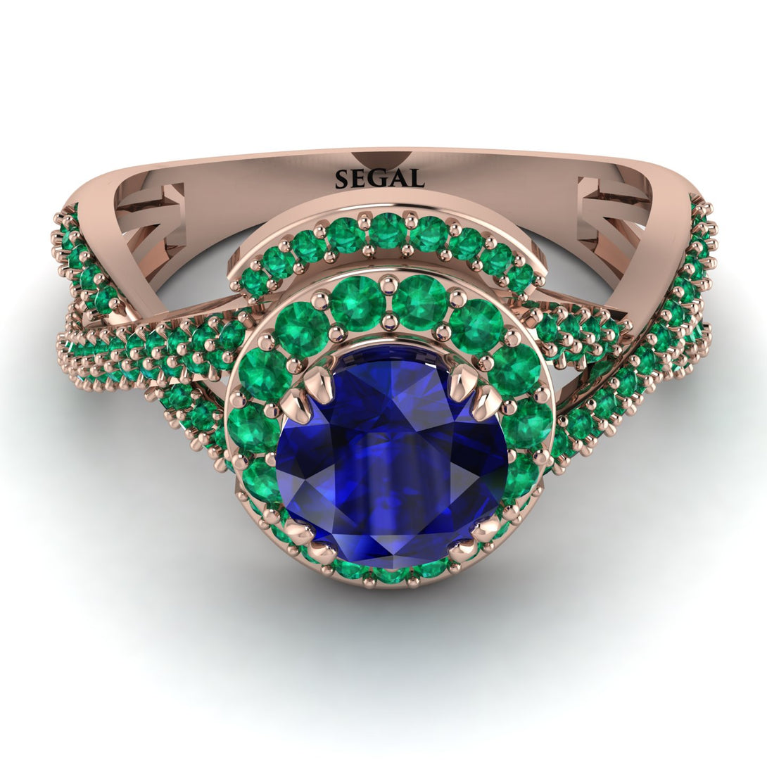 Unique Sapphire Halo Engagement Ring - Jessica No. 29