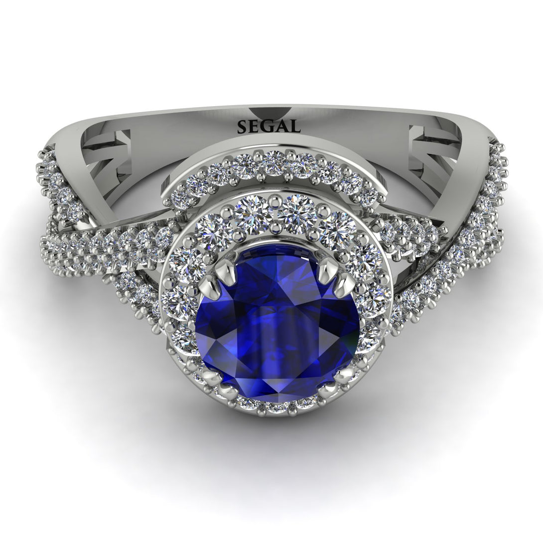 Unique Sapphire Halo Engagement Ring - Jessica No. 15