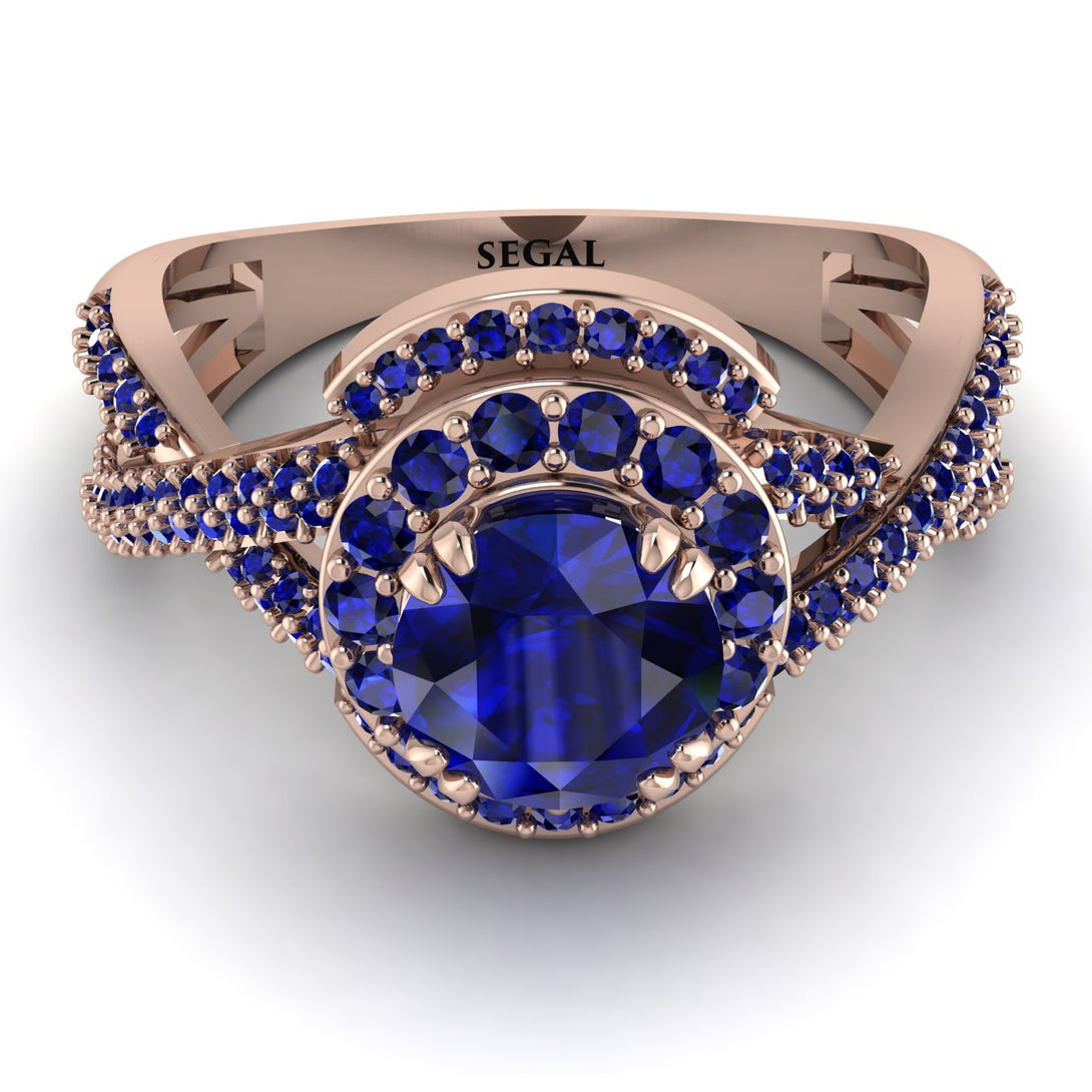 Unique Sapphire Halo Engagement Ring - Jessica No. 74