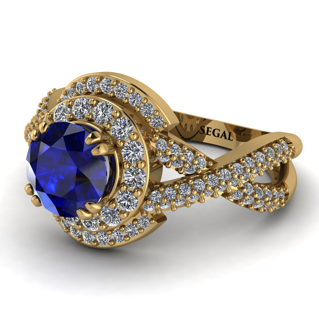 Unique Sapphire Halo Engagement Ring - Jessica No. 13