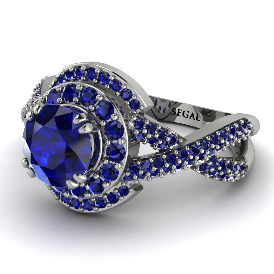 Unique Sapphire Halo Engagement Ring - Jessica No. 75