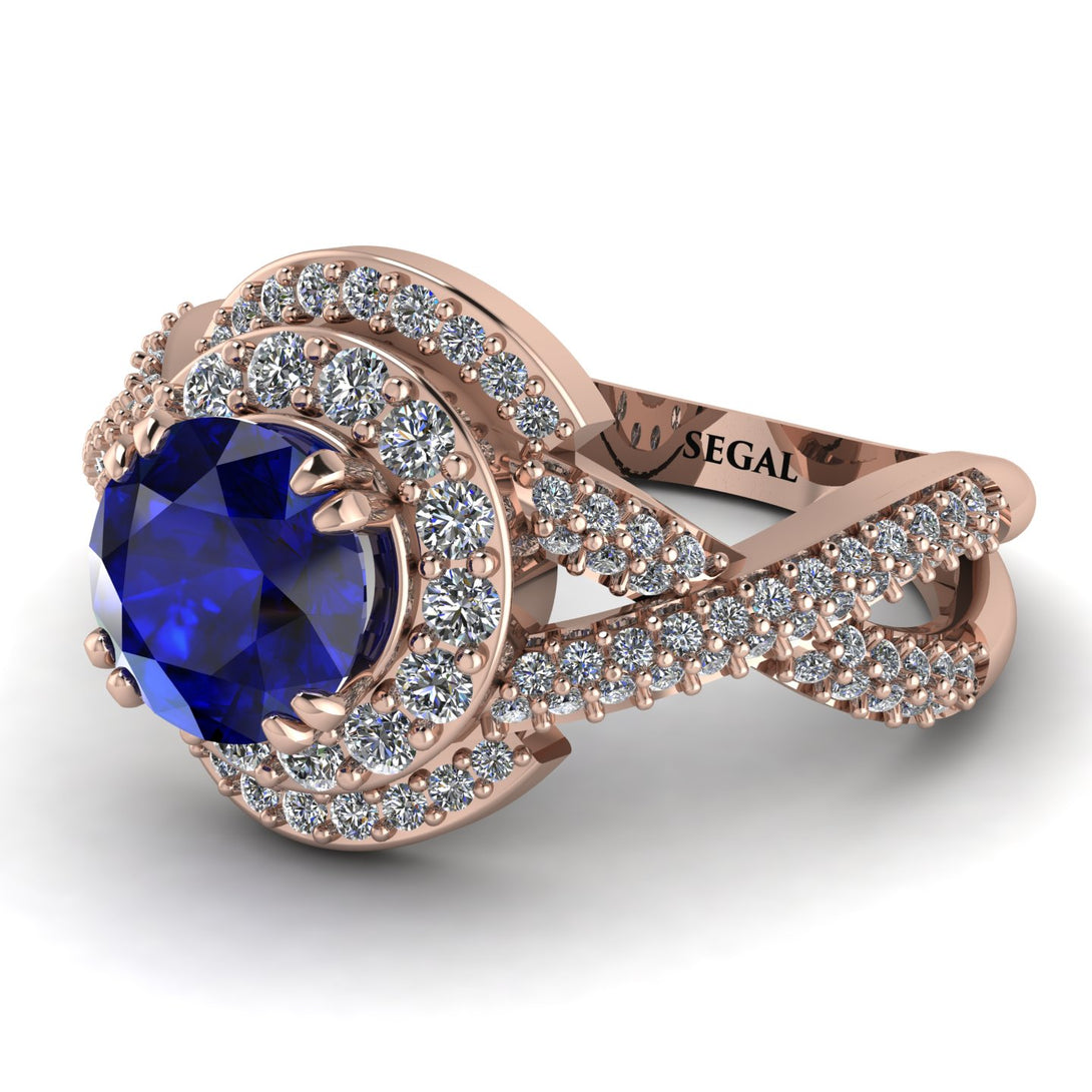 Unique Sapphire Halo Engagement Ring - Jessica No. 14