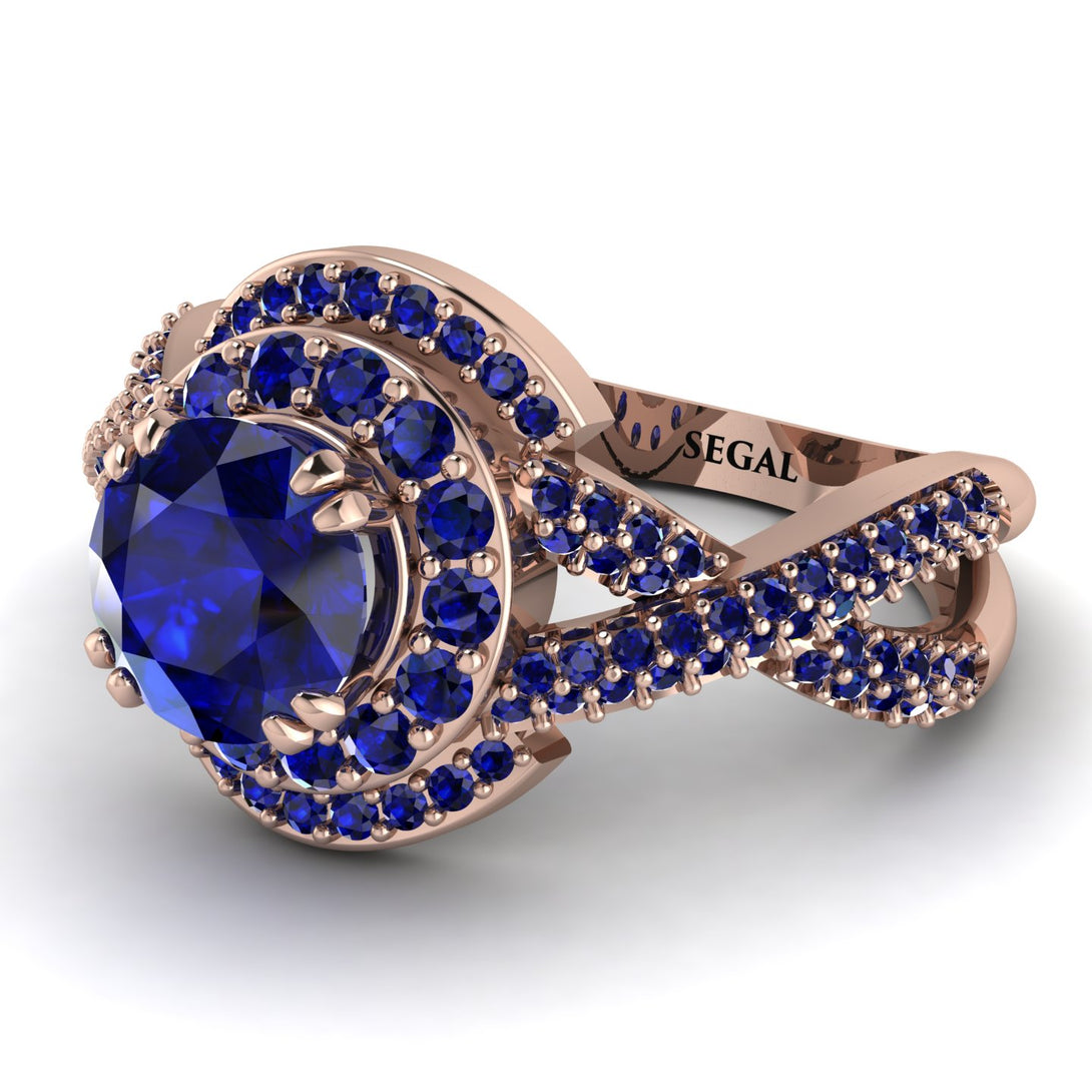 Unique Sapphire Halo Engagement Ring - Jessica No. 74