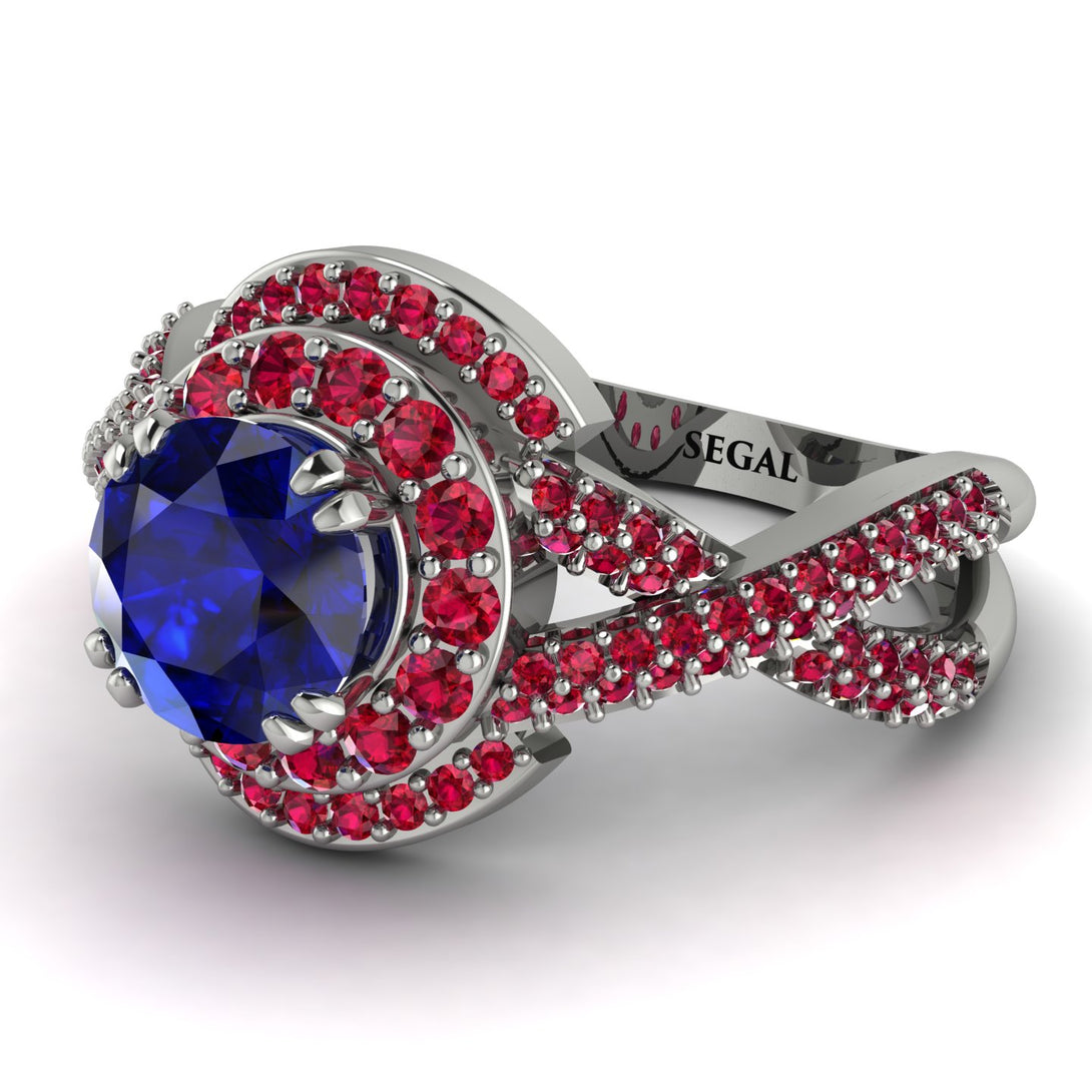 Unique Sapphire Halo Engagement Ring - Jessica No. 60