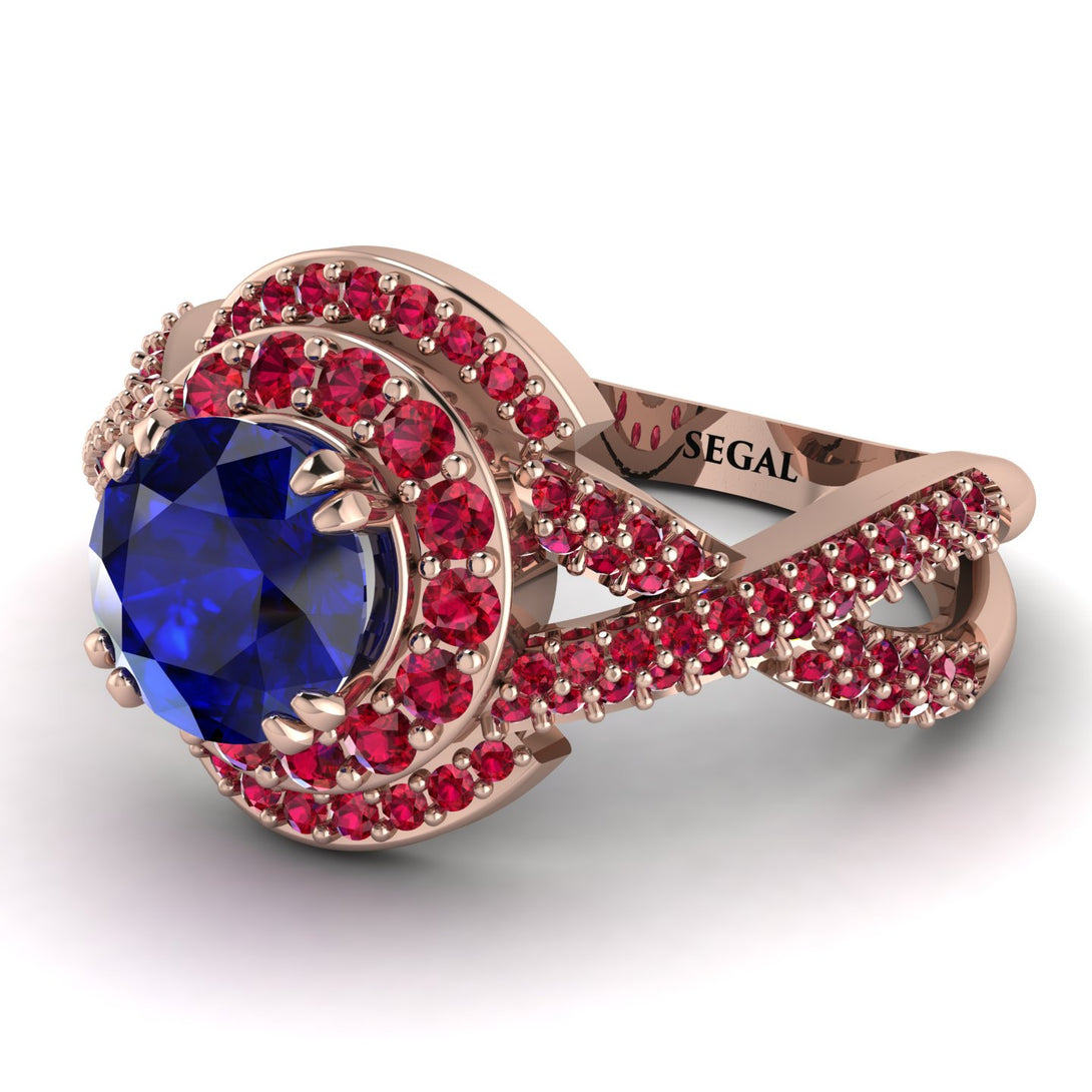 Unique Sapphire Halo Engagement Ring - Jessica No. 59