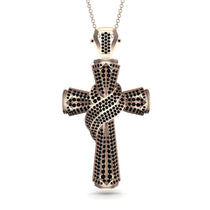 Unique Swirling Black Diamond Cross Pendant - Patrick No. 8 image 1