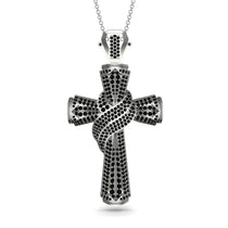Unique Swirling Black Diamond Cross Pendant - Patrick No. 9 image 1