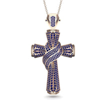 Unique Swirling Sapphire Cross Pendant - Patrick No. 14 image 1