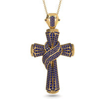 Unique Swirling Sapphire Cross Pendant - Patrick No. 13 image 1