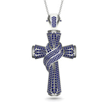 Unique Swirling Sapphire Cross Pendant - Patrick No. 15 image 1