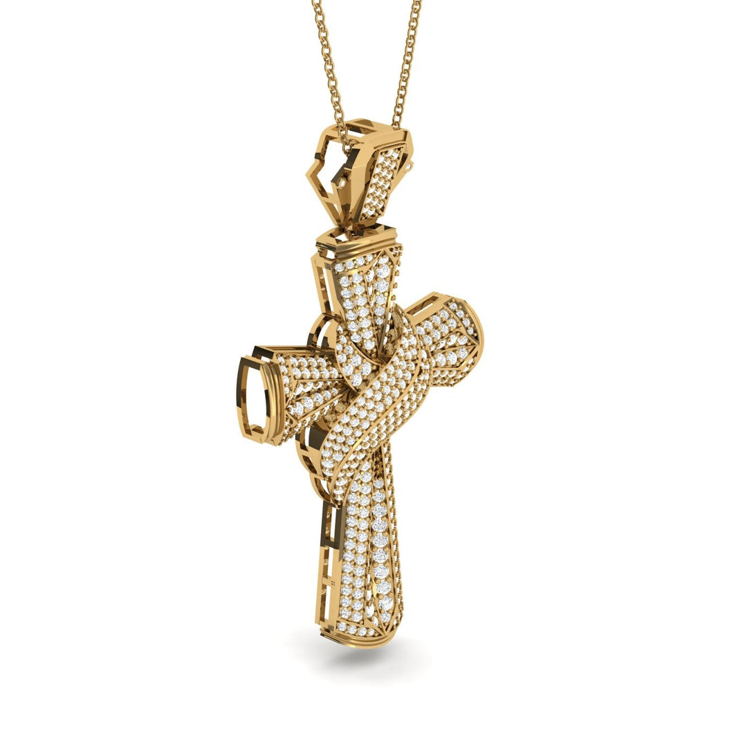 Unique Swirling Diamond Cross Pendant - Patrick No. 1