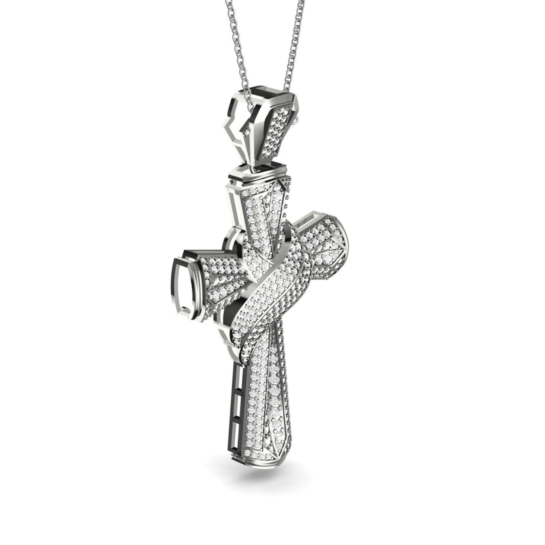 Unique Swirling Diamond Cross Pendant - Patrick No. 3
