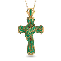 Unique Swirling Emerald Cross Pendant - Patrick No. 4 image 1