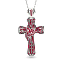 Unique Swirling Ruby Cross Pendant - Patrick No. 12 image 1
