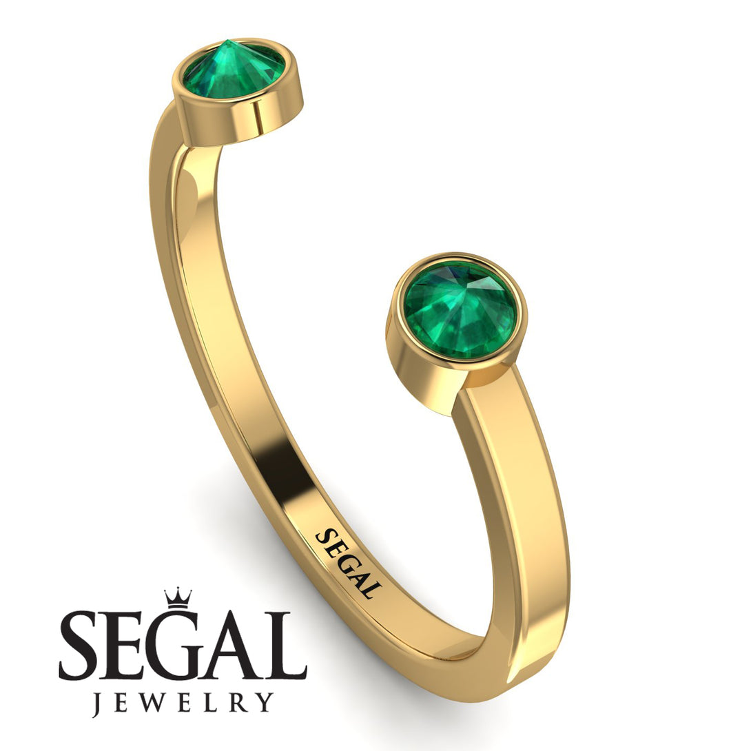 Upside Down Diamond Open Emerald Ring - Melody No. 4