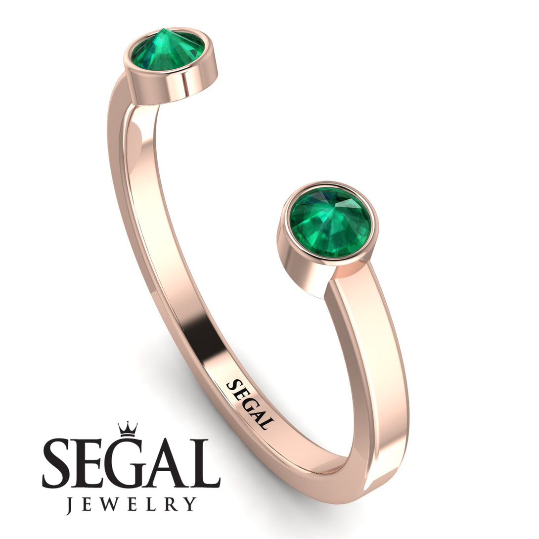 Upside Down Diamond Open Emerald Ring - Melody No. 5