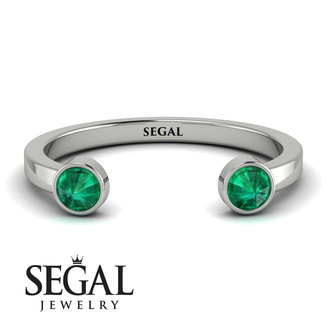 Upside Down Diamond Open Emerald Ring - Melody No. 6