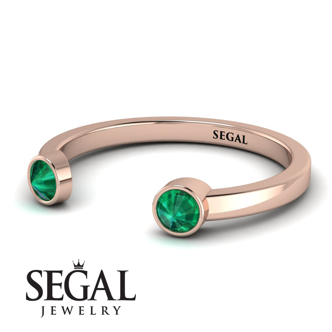Upside Down Diamond Open Emerald Ring - Melody No. 5