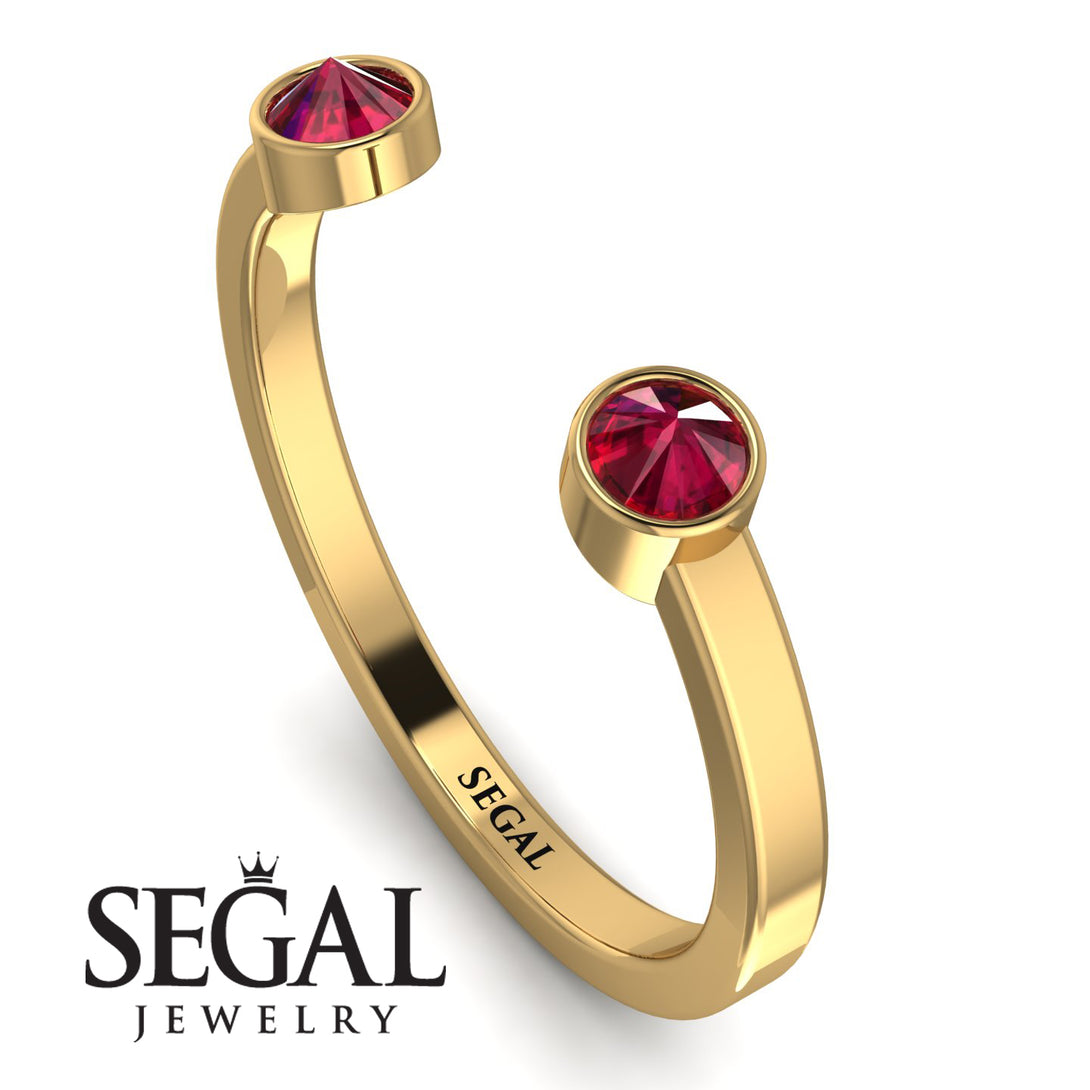 Upside Down Diamond Open Ruby Ring - Melody No. 10