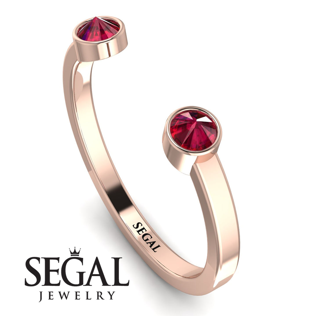 Upside Down Diamond Open Ruby Ring - Melody No. 11