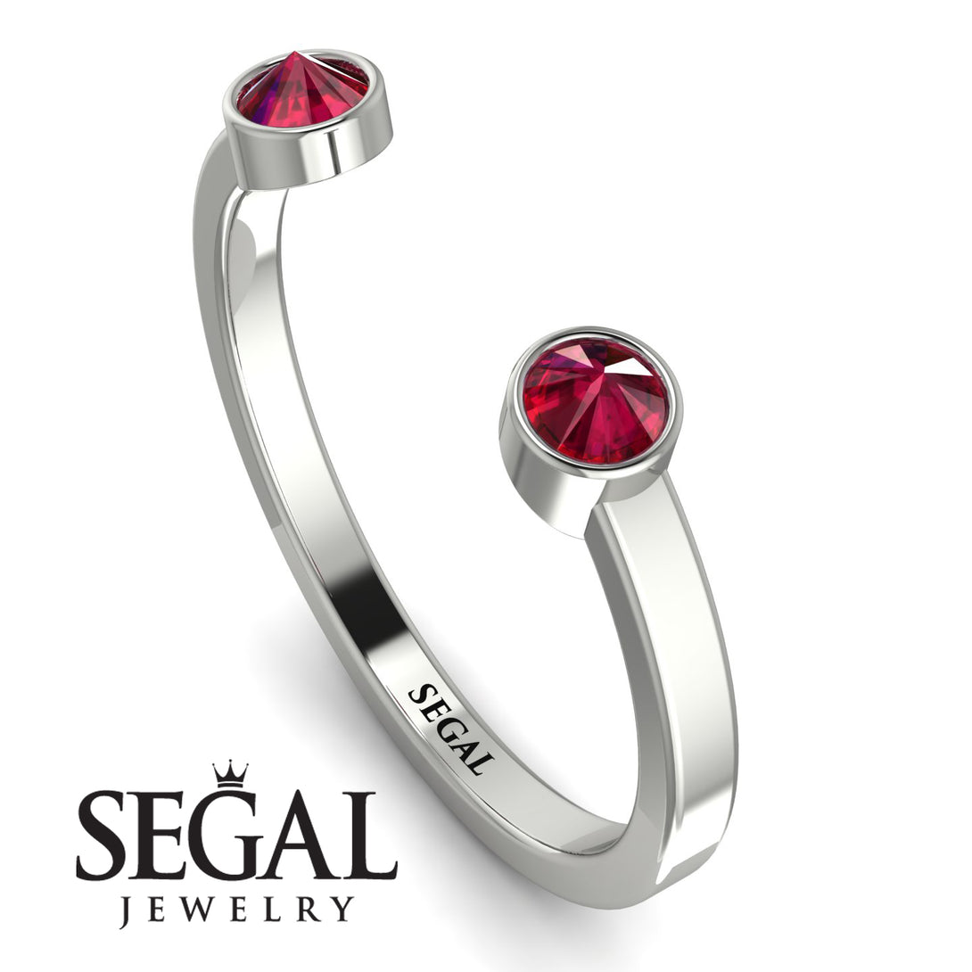 Upside Down Diamond Open Ruby Ring - Melody No. 12