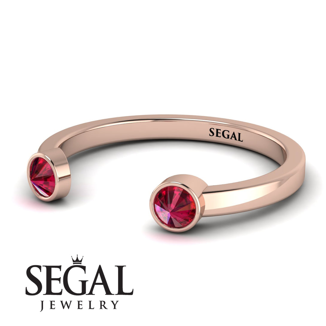 Upside Down Diamond Open Ruby Ring - Melody No. 11