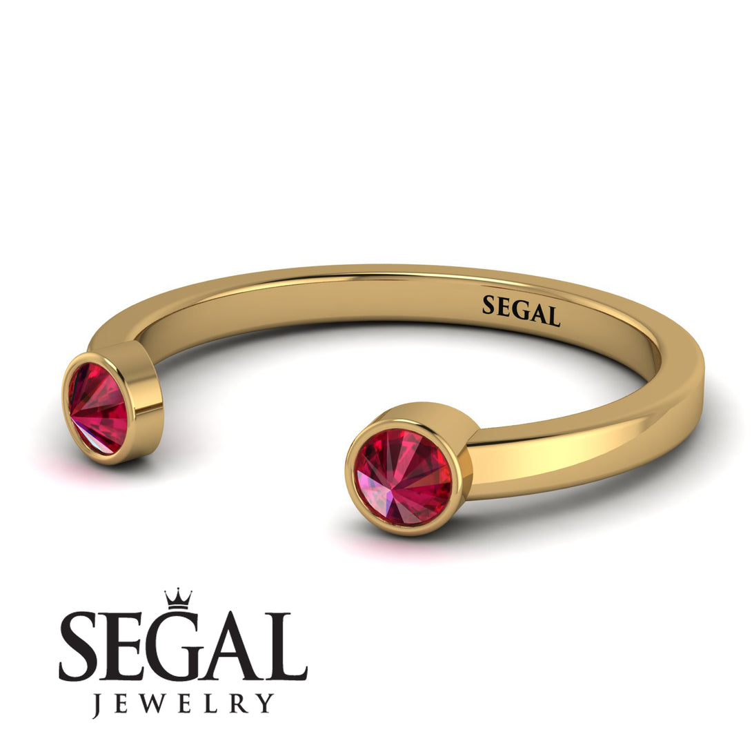 Upside Down Diamond Open Ruby Ring - Melody No. 10