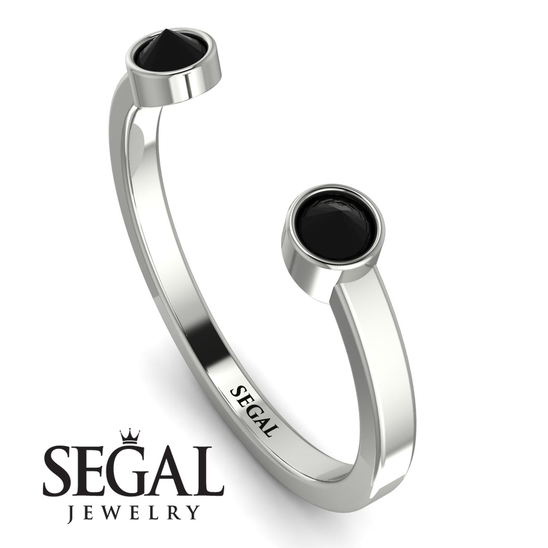 Upside Down Diamond Open Black Diamond Ring - Melody No. 9