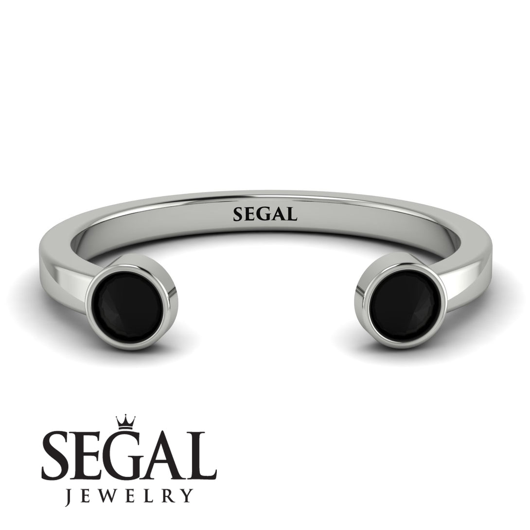 Upside Down Diamond Open Black Diamond Ring - Melody No. 9
